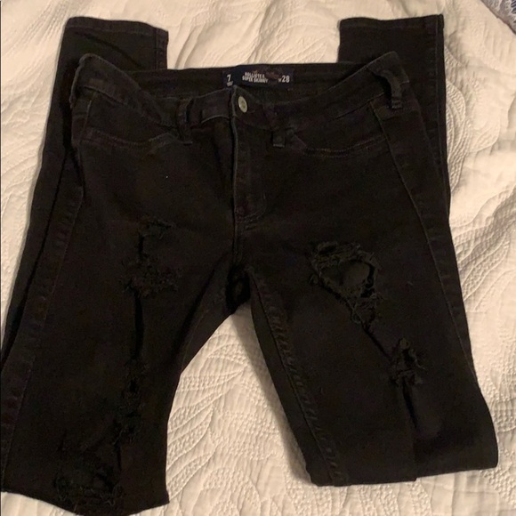 Hollister skinny ripped black jeans - Picture 1 of 4